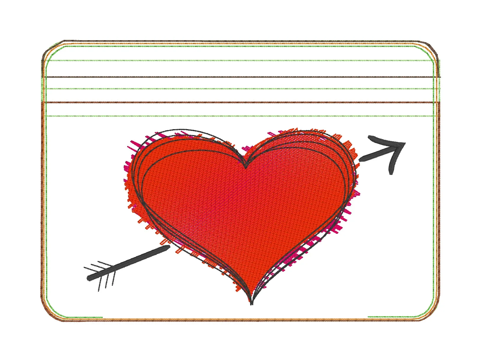 Sketchy heart ITH bag 5 sizes available machine embroidery design DIGITAL DOWNLOAD