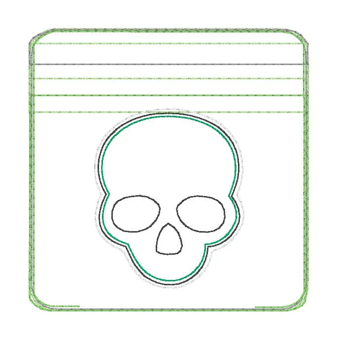 Skull Embossed ITH Bag embroidery design (5 sizes available) DIGITAL DOWNLOAD