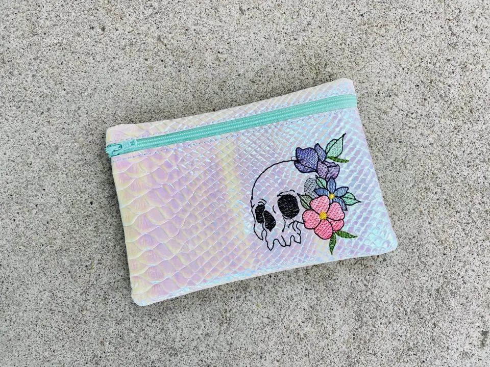Skull Flower ITH Bag machine embroidery design DIGITAL DOWNLOAD