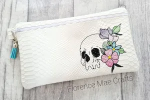 Skull Flower ITH Bag machine embroidery design DIGITAL DOWNLOAD