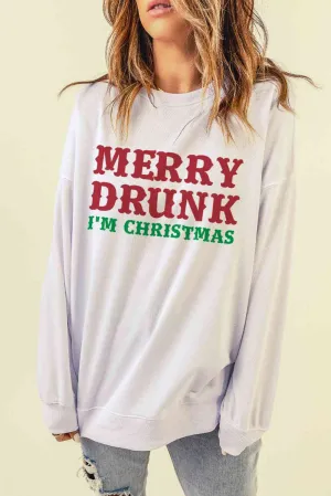 Slogan Graphic Dropped Shoulder Sweatshirt