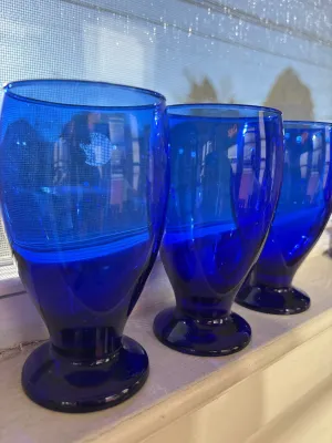 Small Blue Water Glasses - set of 3