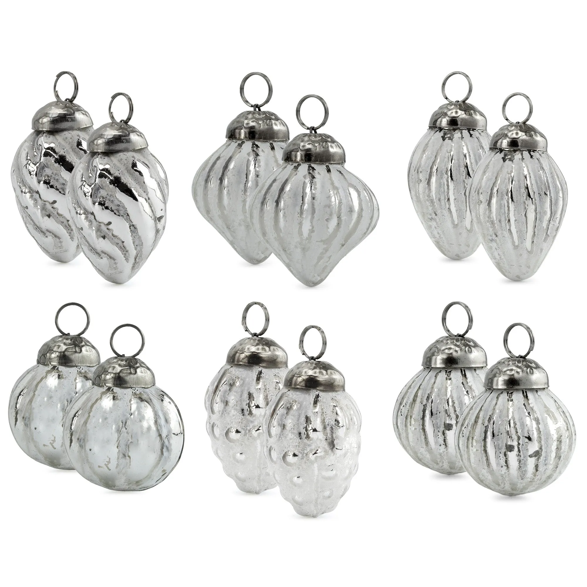 Small Glass Finial Ornaments (Set of 12)
