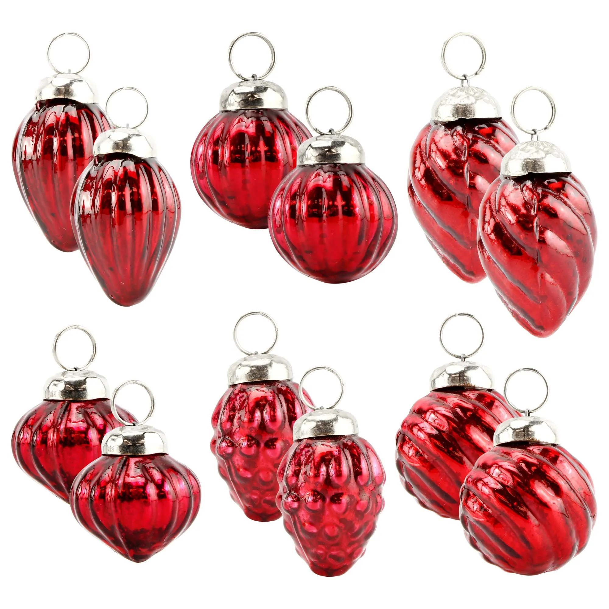 Small Glass Finial Ornaments (Set of 12)