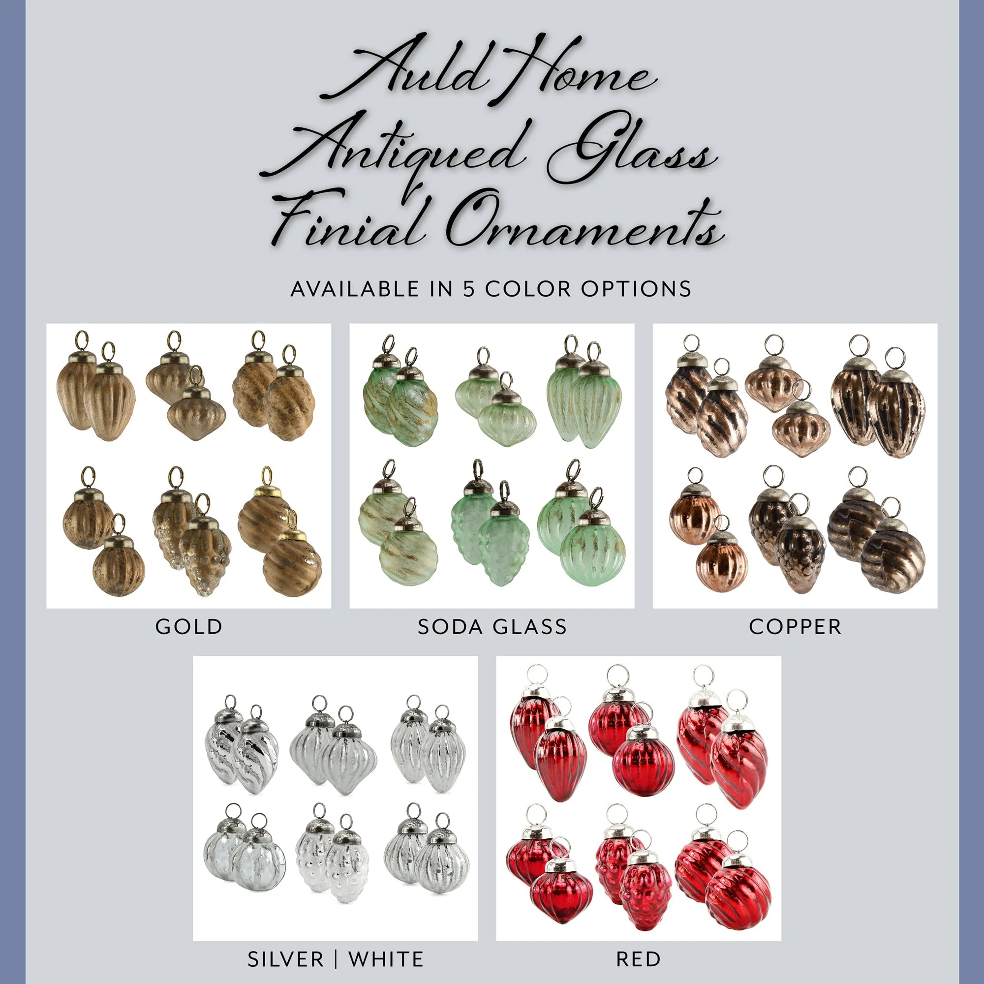 Small Glass Finial Ornaments (Set of 12)