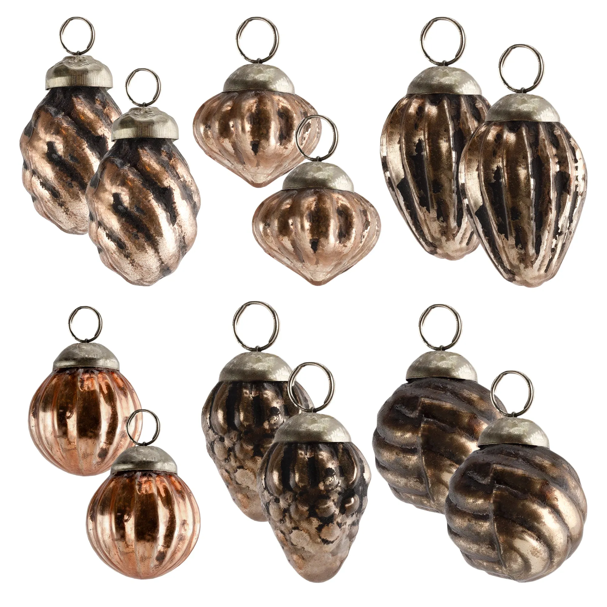 Small Glass Finial Ornaments (Set of 12)