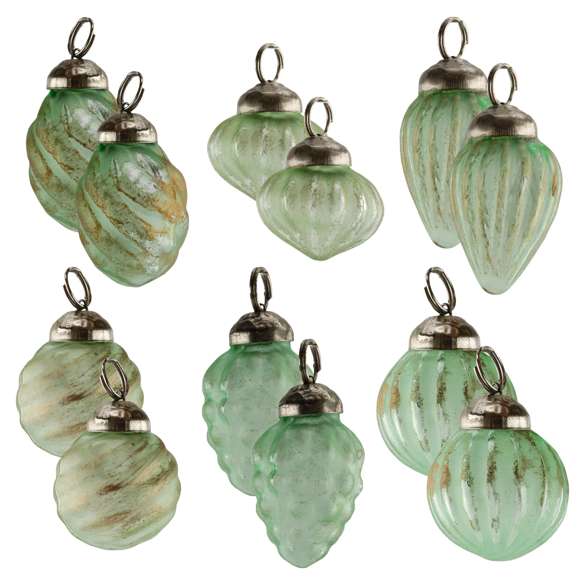 Small Glass Finial Ornaments (Set of 12)