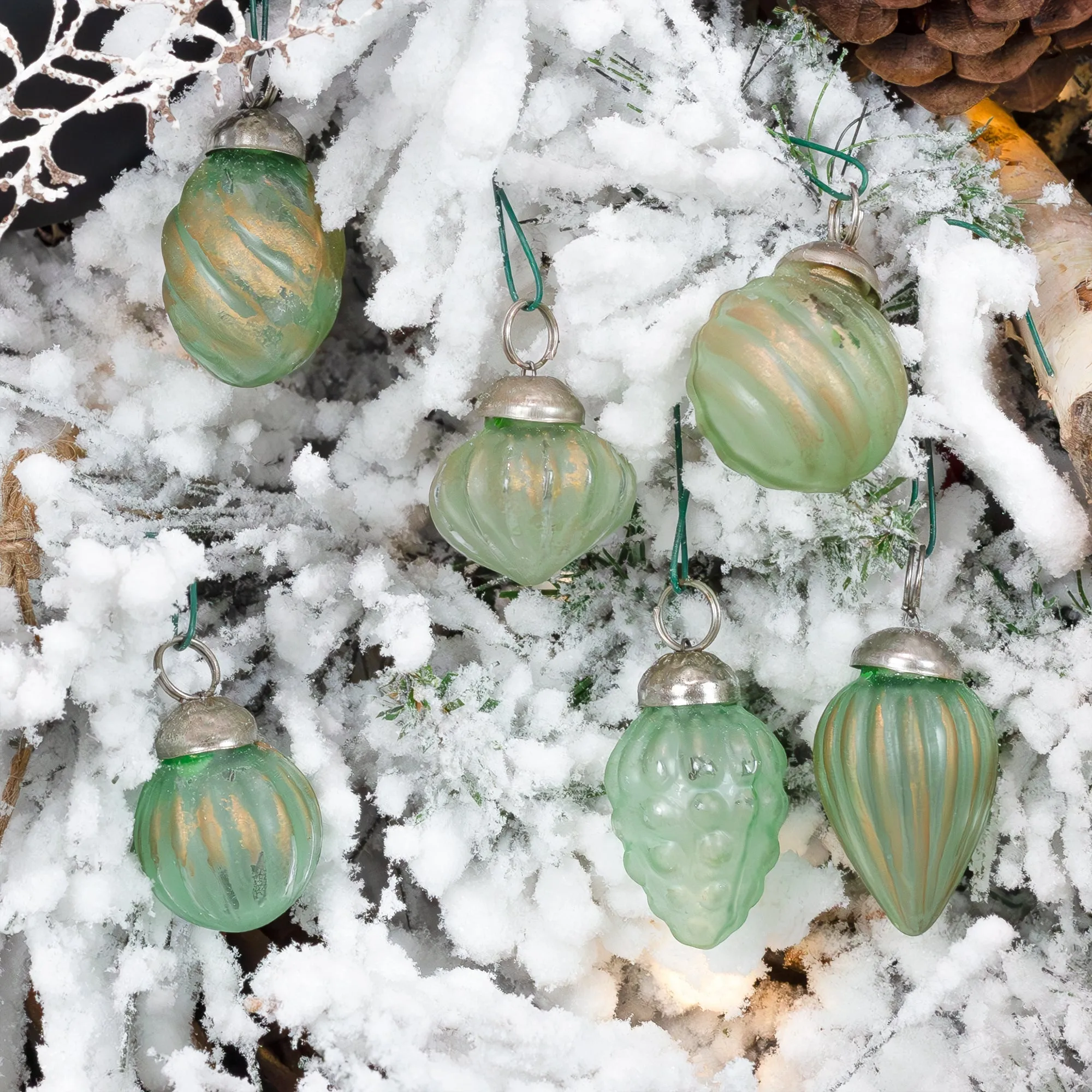 Small Glass Finial Ornaments (Set of 12)