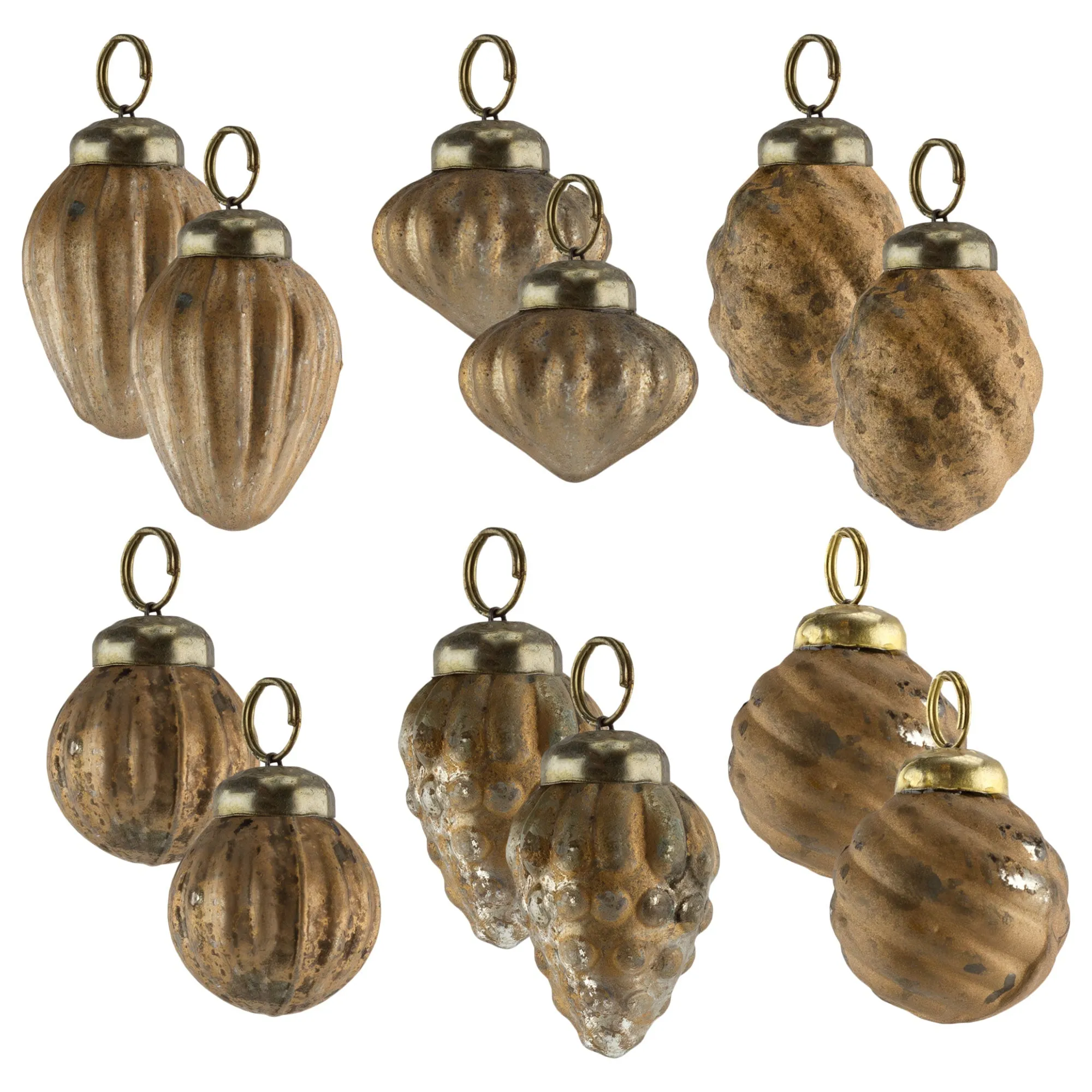 Small Glass Finial Ornaments (Set of 12)