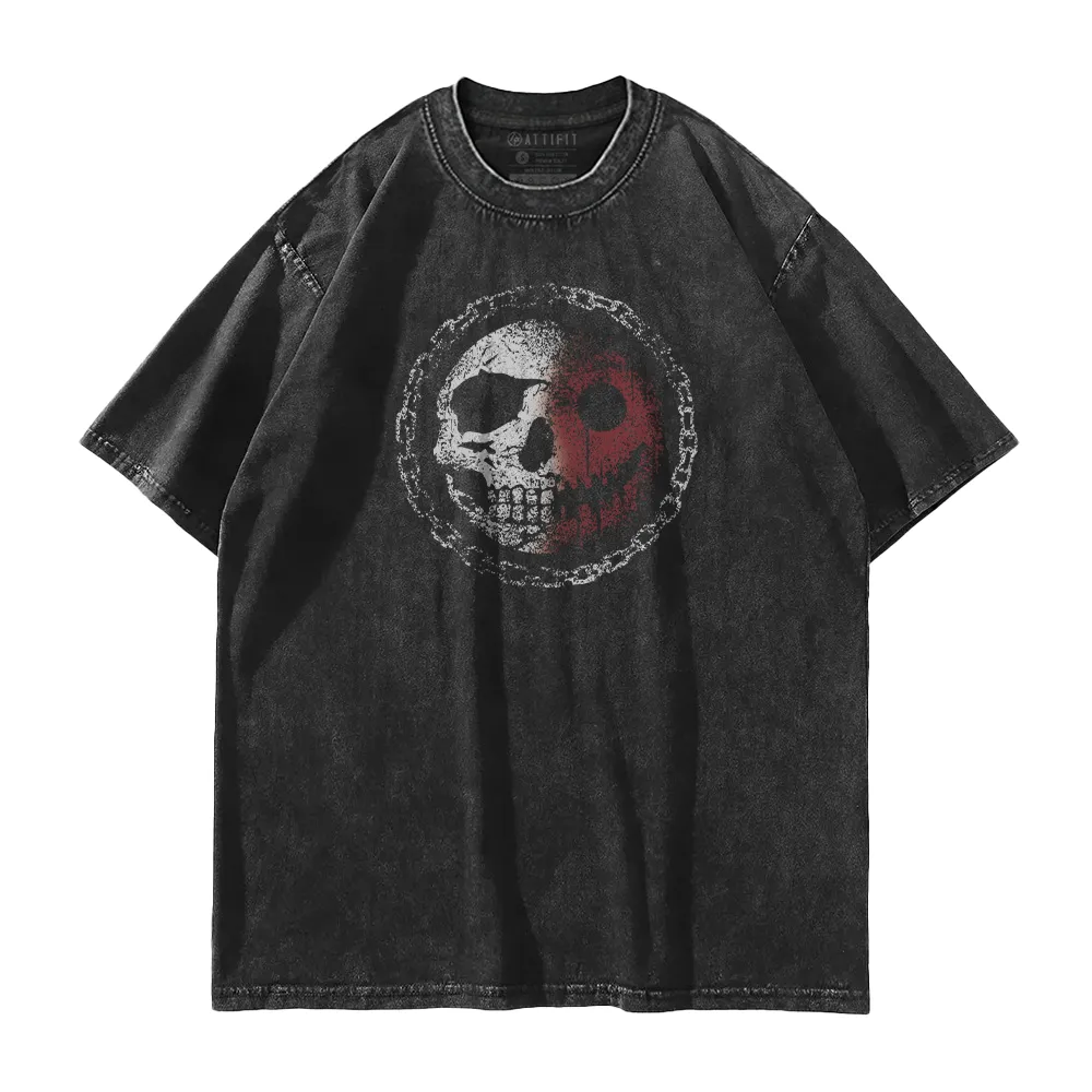 Smiley Skull Washed T-Shirt