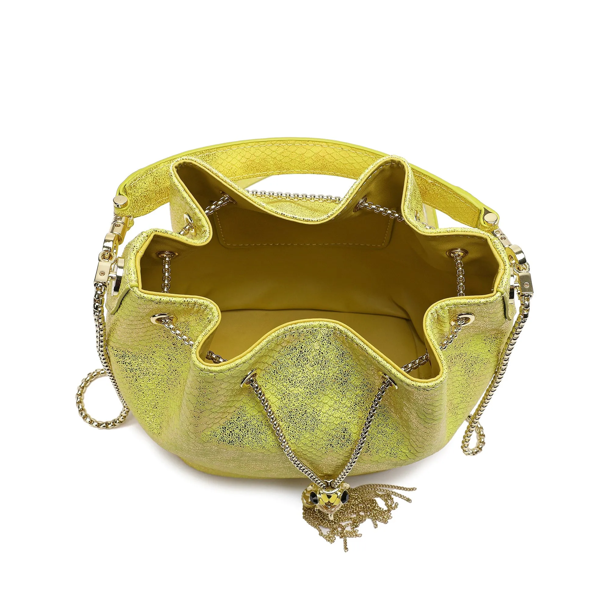 Snake Pattern Leather Drawstring/ Shoulder Bag