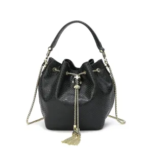 Snake Pattern Leather Drawstring/ Shoulder Bag