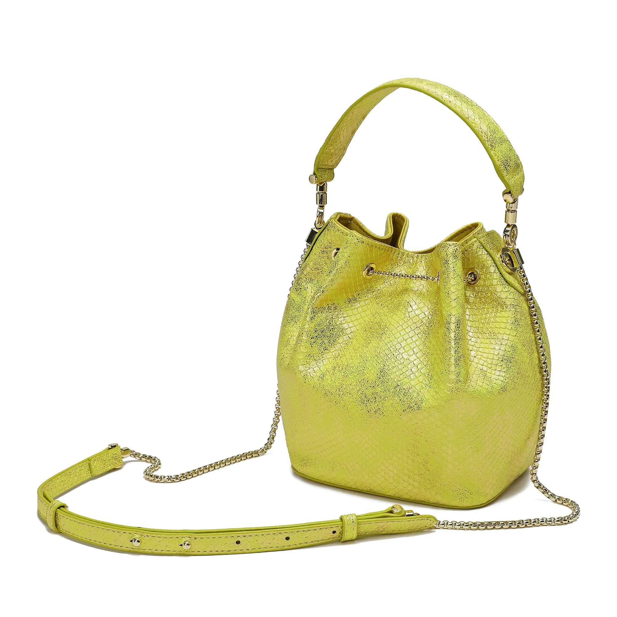Snake Pattern Leather Drawstring/ Shoulder Bag