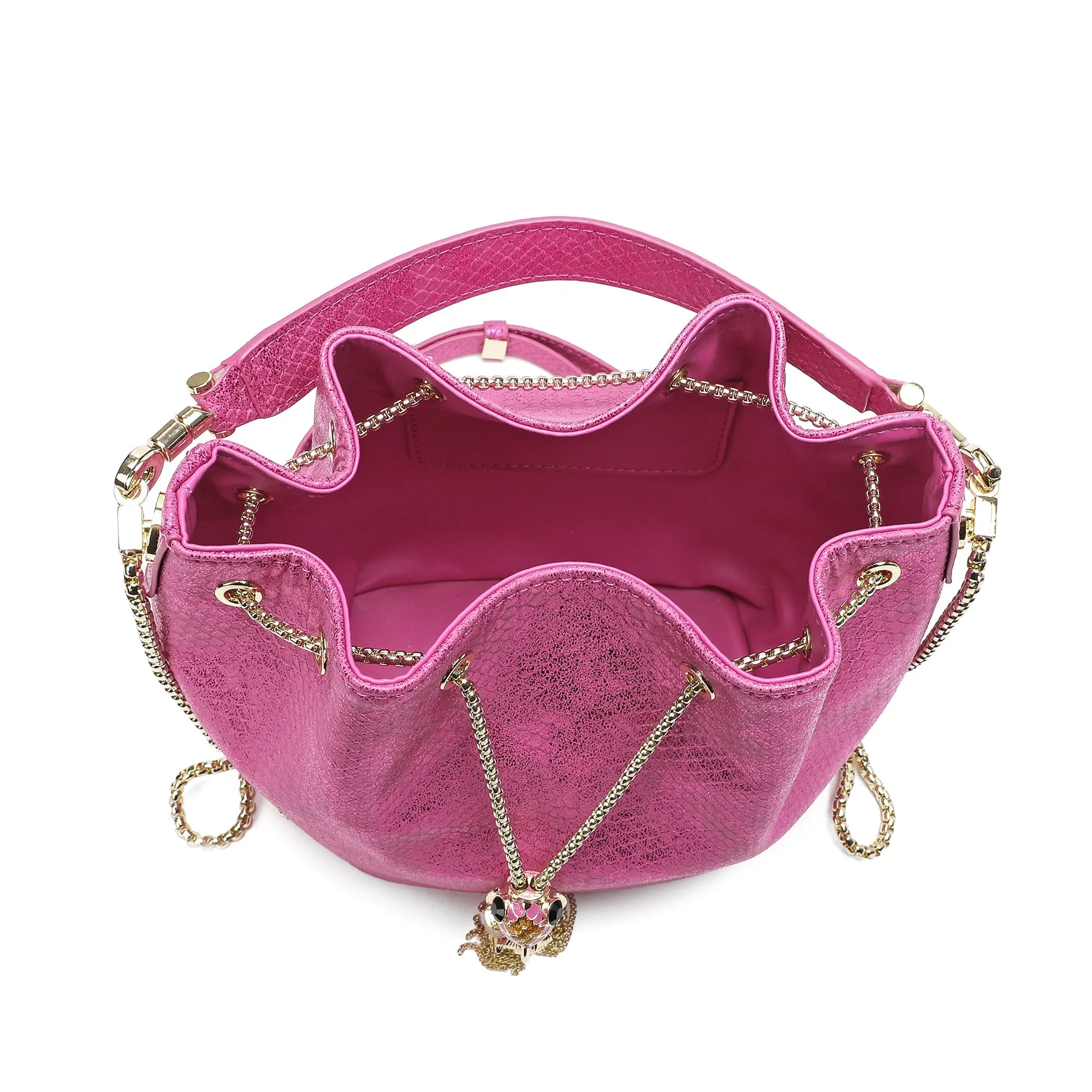 Snake Pattern Leather Drawstring/ Shoulder Bag