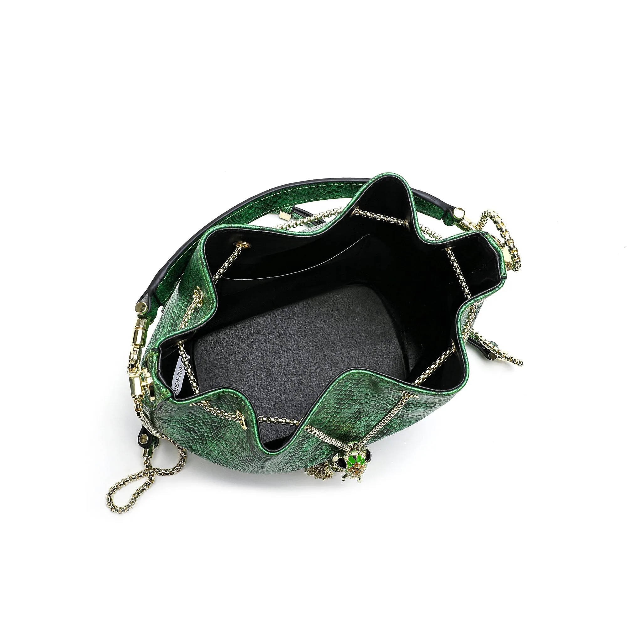 Snake Pattern Leather Drawstring/ Shoulder Bag