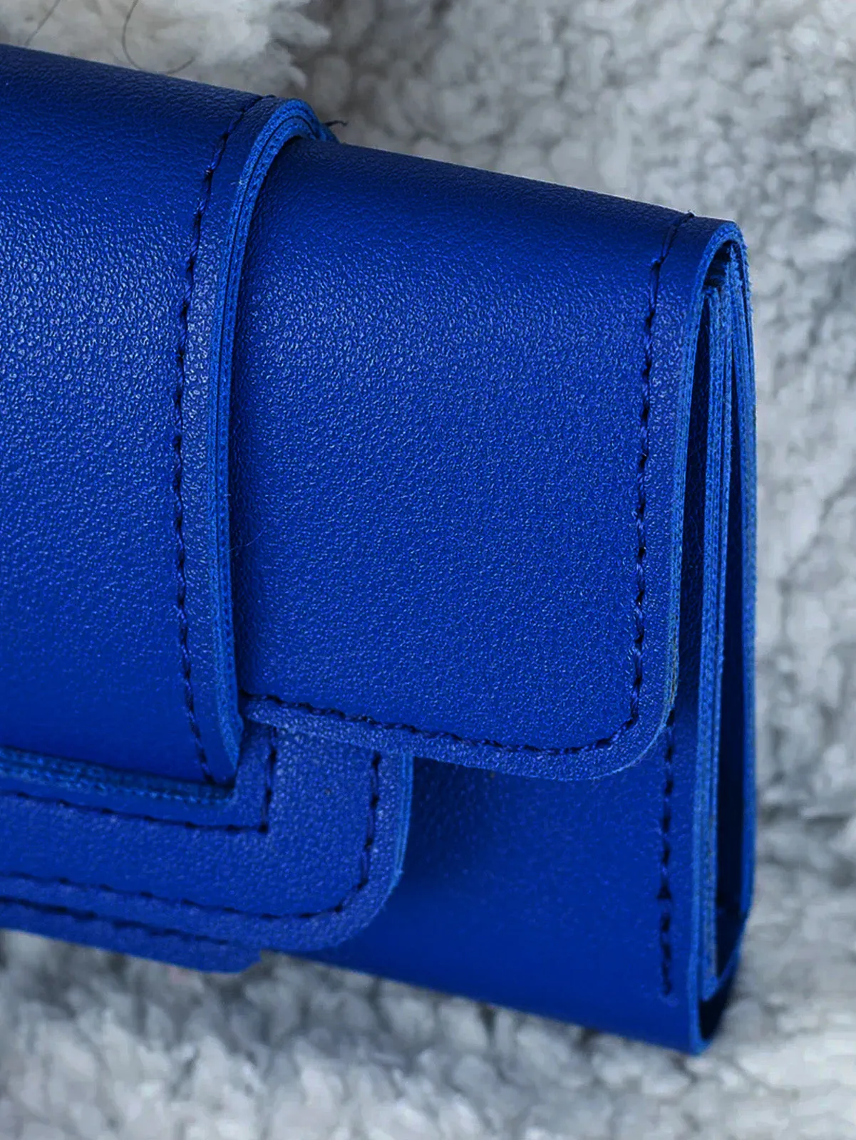 Snap Button Fold Over PU Wallet - Blue - FD ⚡