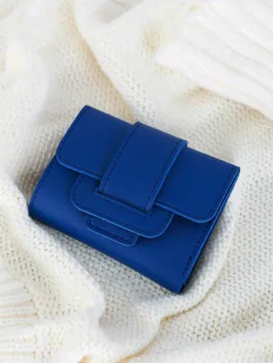 Snap Button Fold Over PU Wallet - Blue - FD ⚡
