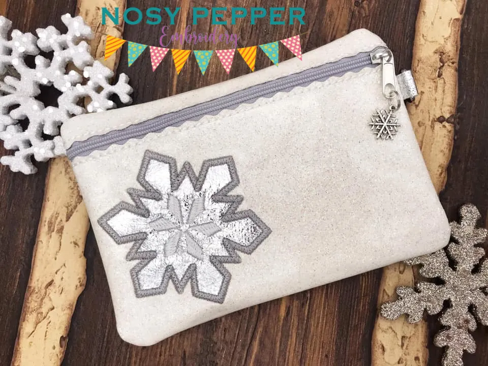 Snowflake applique ITH Bag (5 sizes available) machine embroidery design DIGITAL DOWNLOAD