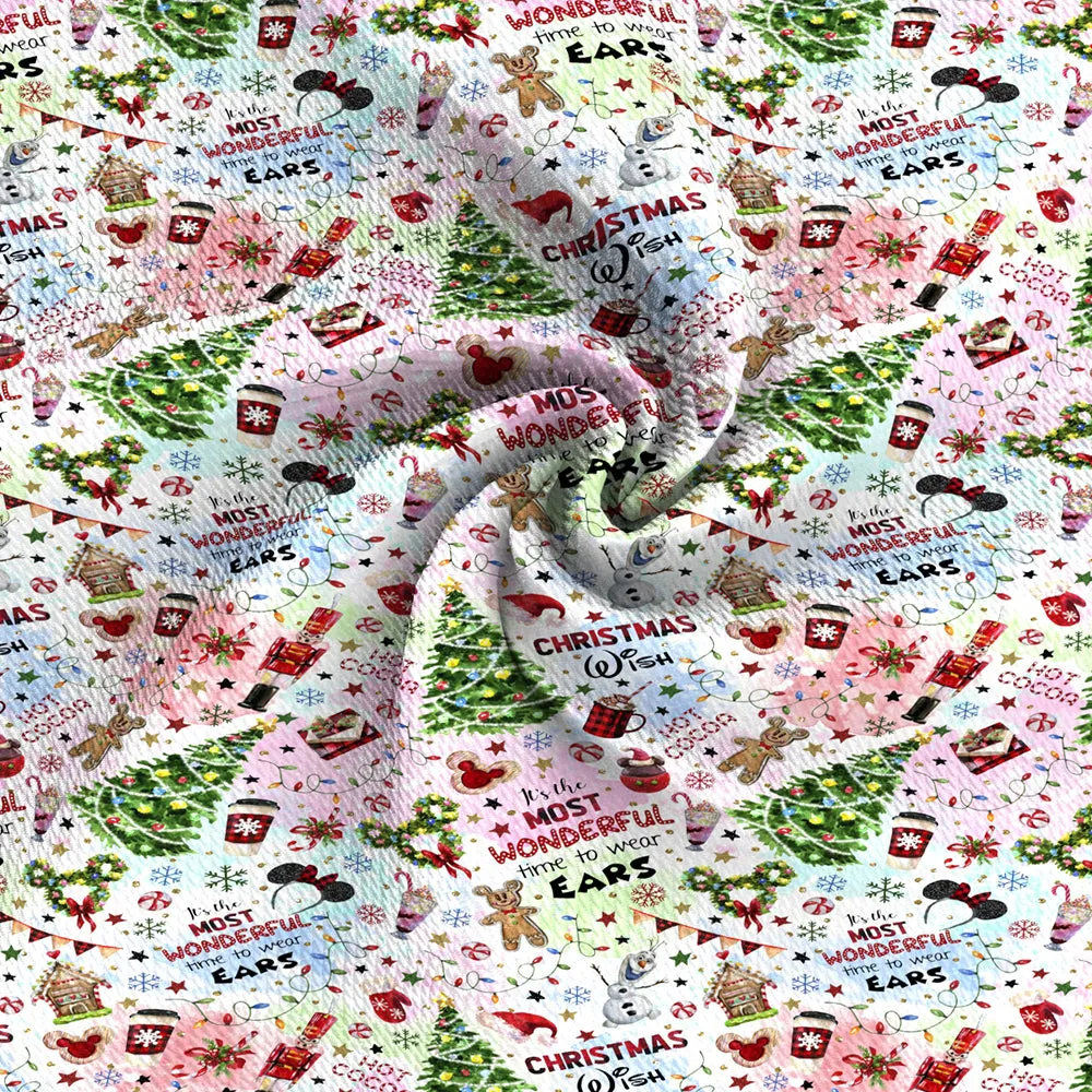 snowflake snow christmas drinks gingerbread man printed fabric