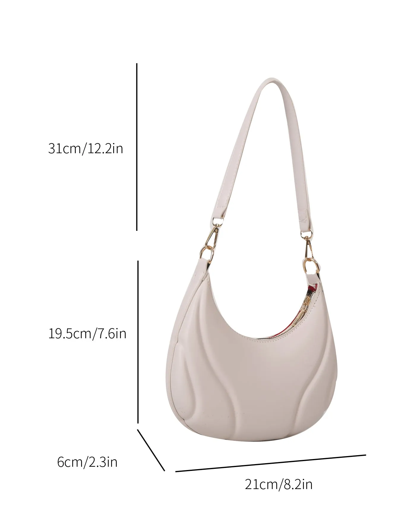 Solid Color Hobo Bag With Pressed Detailing Shoulder Bag