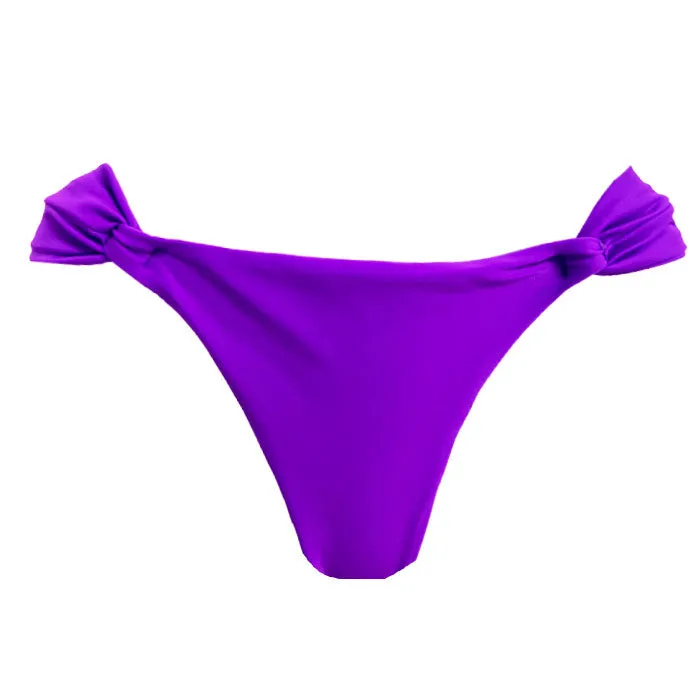 Solid Purple Brazilian Classic Side Scrunch Bikini Bottom