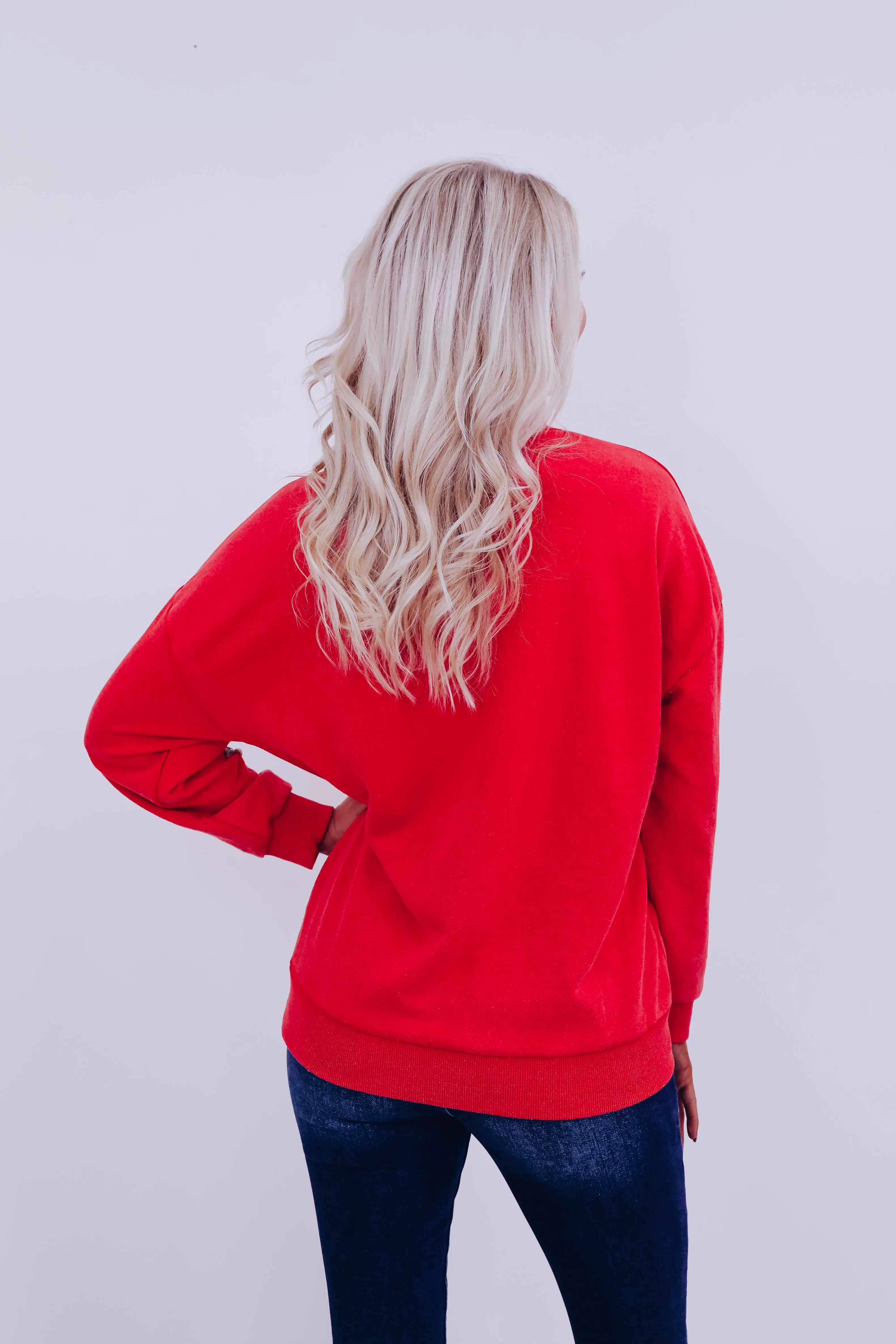 Spotlight Star Patch Sweatshirt- Red