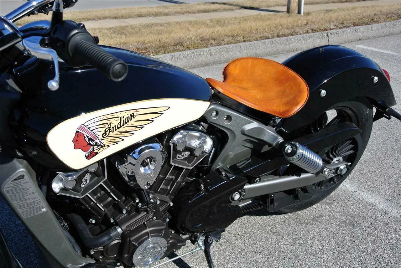 Spring Solo Seat Chopper Bobber Harley Sportster 15x14" Tractor Black Ds Leather
