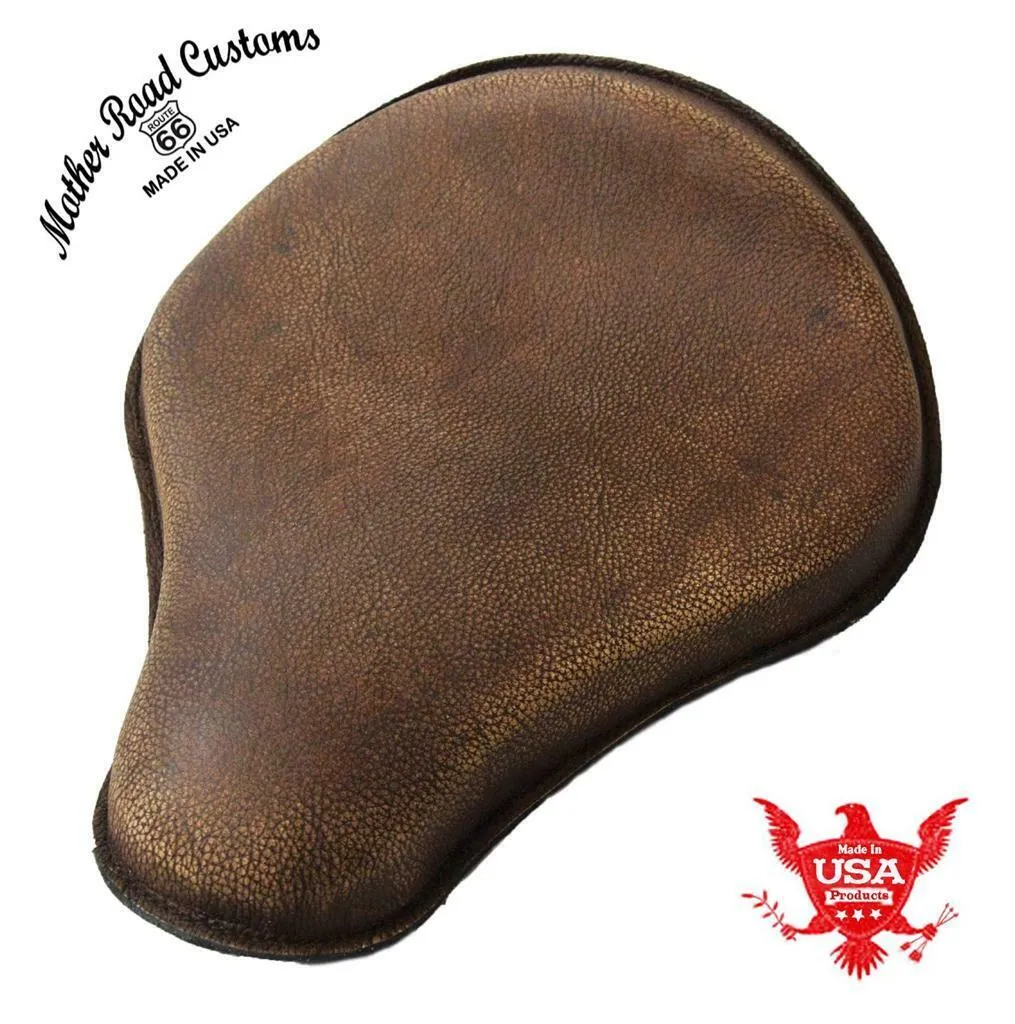 Spring Solo Seat Chopper Bobber Harley Sportster Honda 12x13" Brown Dis Leather