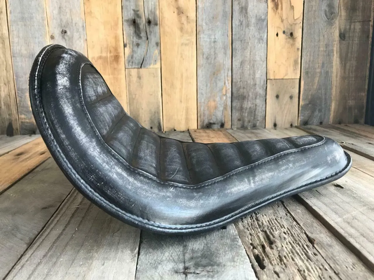 Spring Solo Seat Chopper Sporster Harley Bobbe 11x15" High Back BlkDist Leather