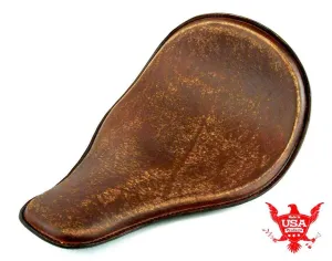 Spring Solo Seat Chopper Sporster Harley Dyna 11x15" High Back Brn Dist Leather
