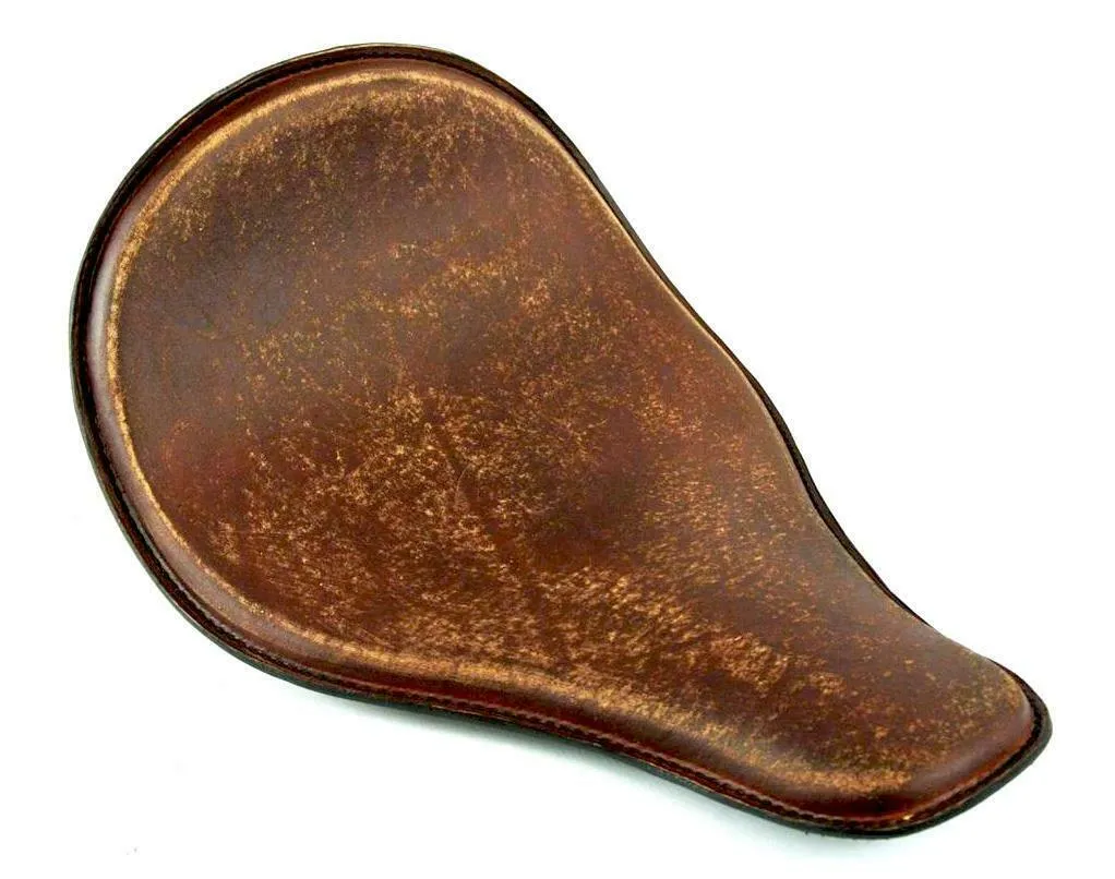 Spring Solo Seat Chopper Sporster Harley Dyna 11x15" High Back Brn Dist Leather
