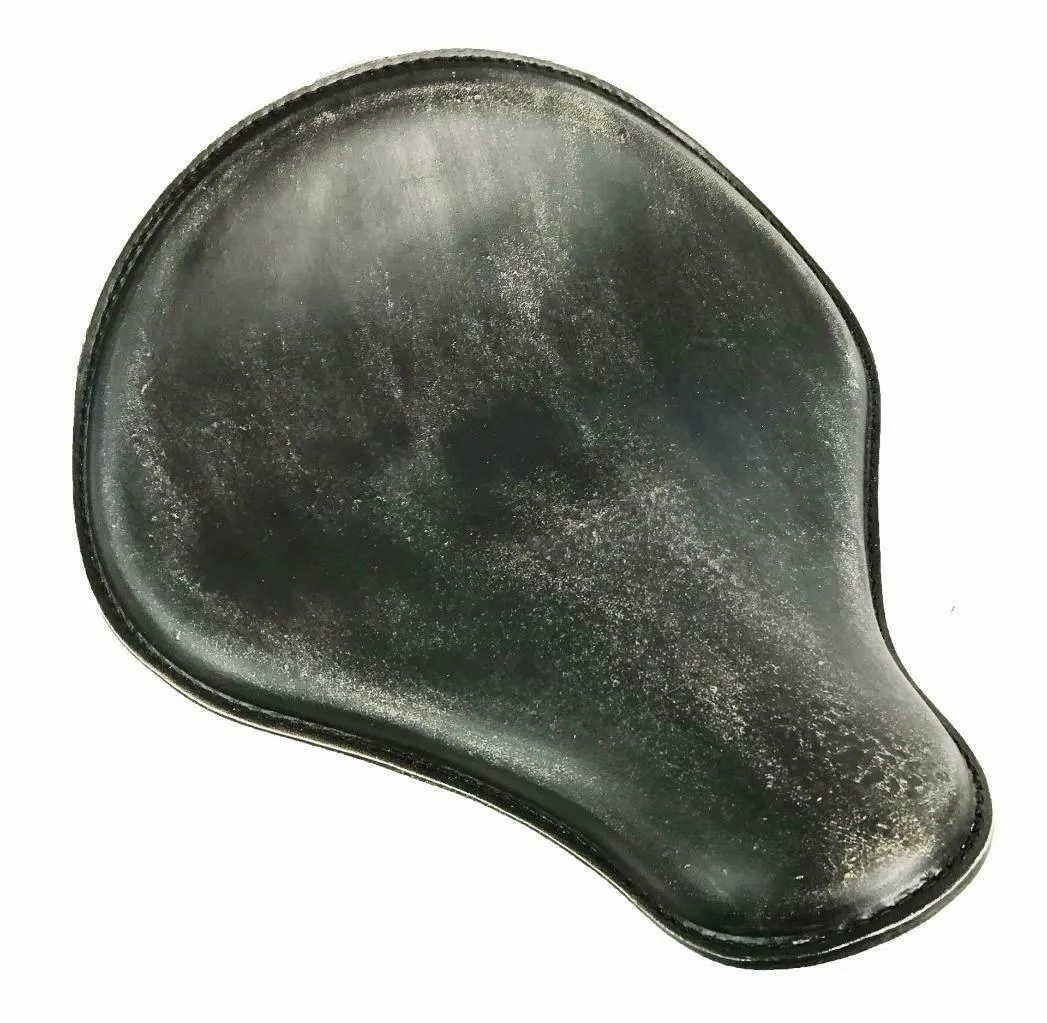 Spring Solo Seat Sportster Harley Chopper Honda 12x13" Black Dist Leather