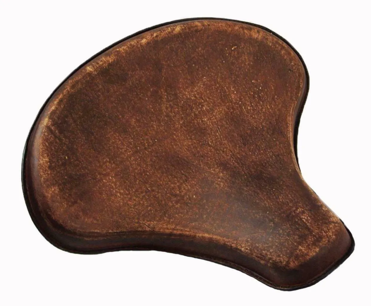 Spring Solo Tractor Seat 15x14" Brn Dist Leather Harley Softail Sportster Scout