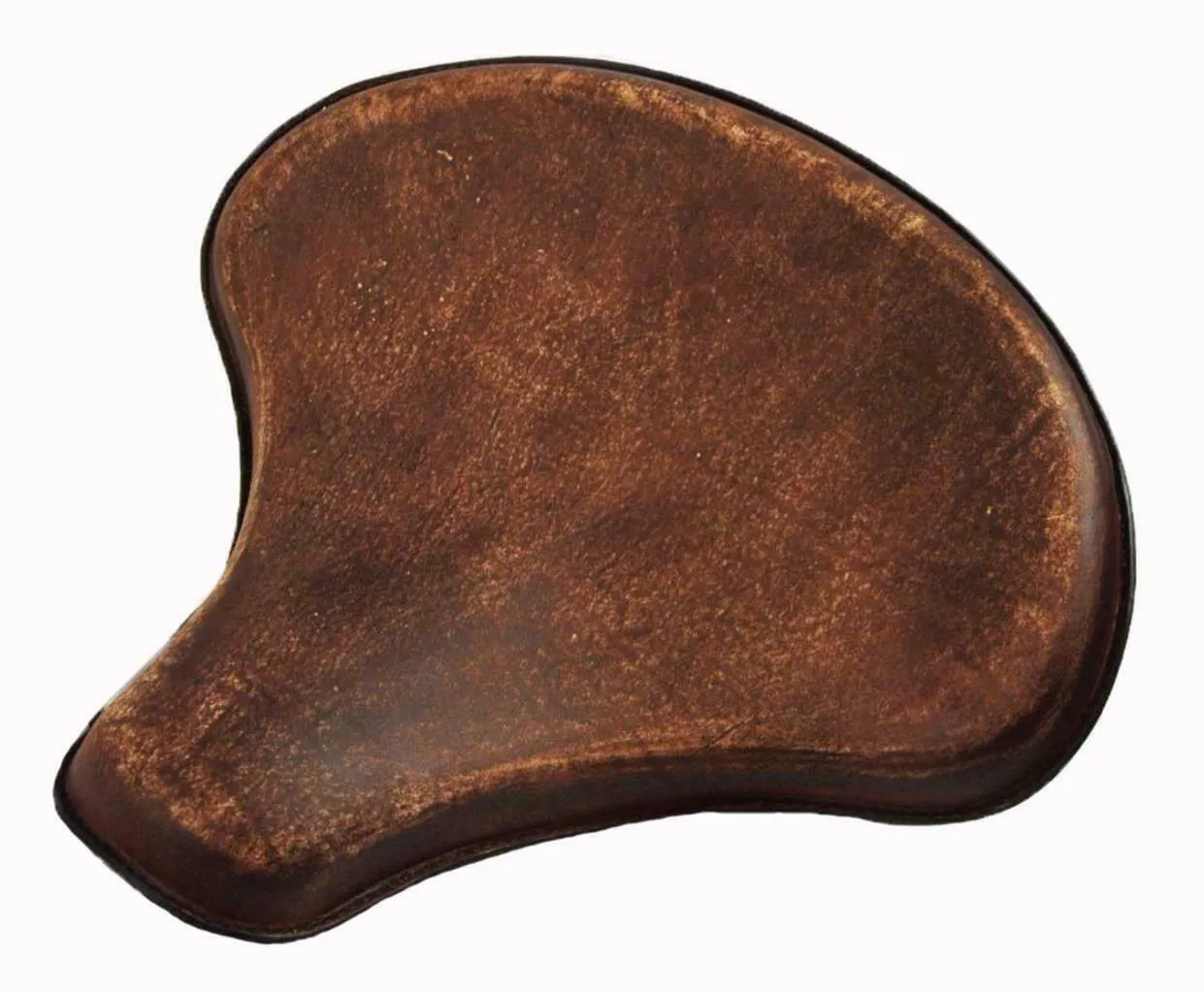Spring Solo Tractor Seat 15x14" Brn Dist Leather Harley Softail Sportster Scout