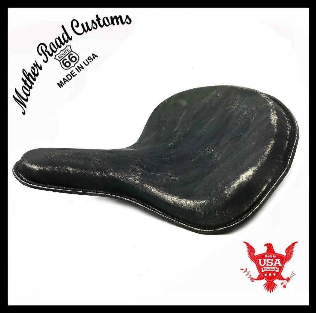 Spring Solo Tractor Seat Harley Touring Indian Bobber 17x16" Black Dist Leather