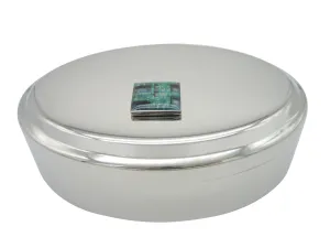 Square Green Computer Circuit Pendant Oval Trinket Jewelry Box