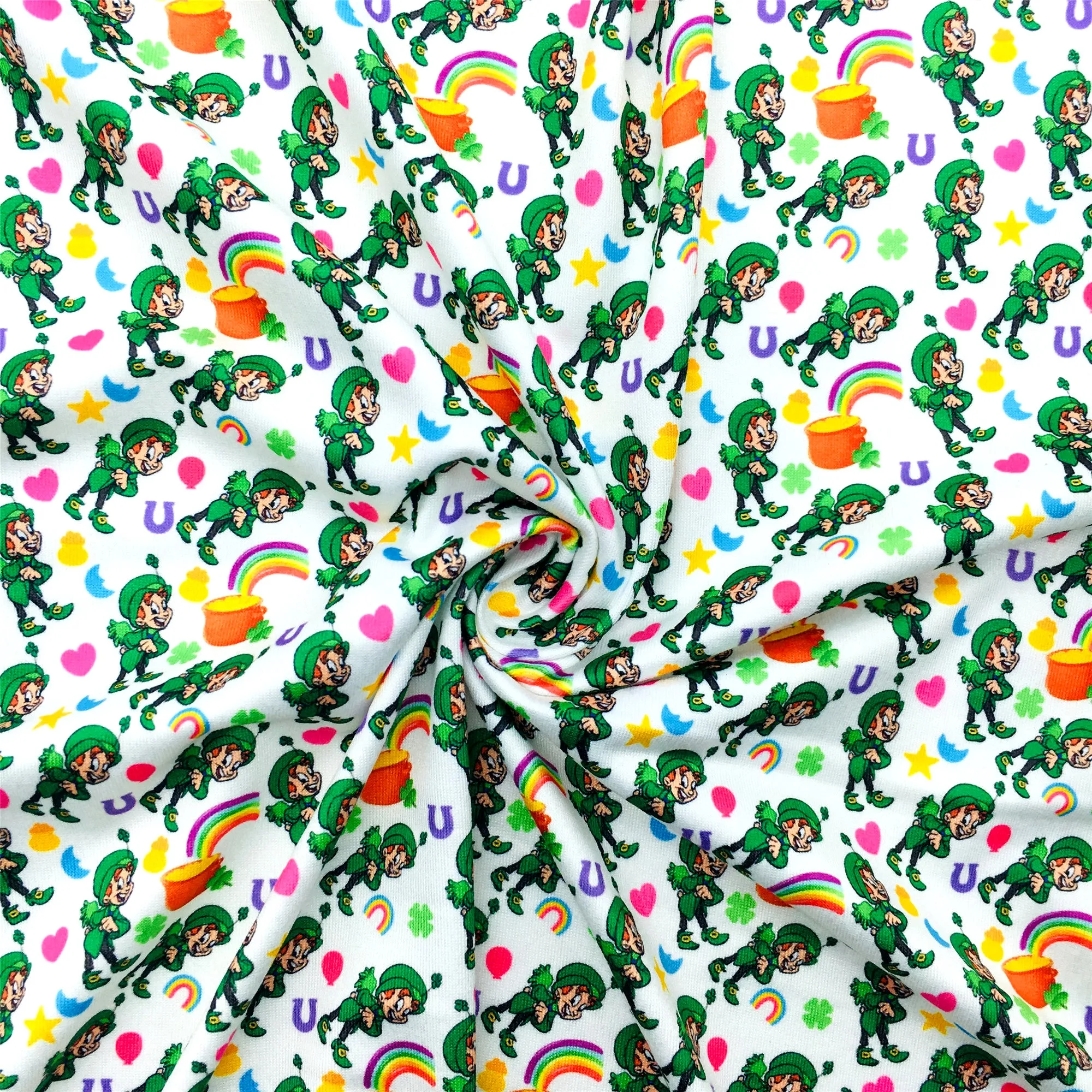 st patricks rainbow color heart love star printed fabric