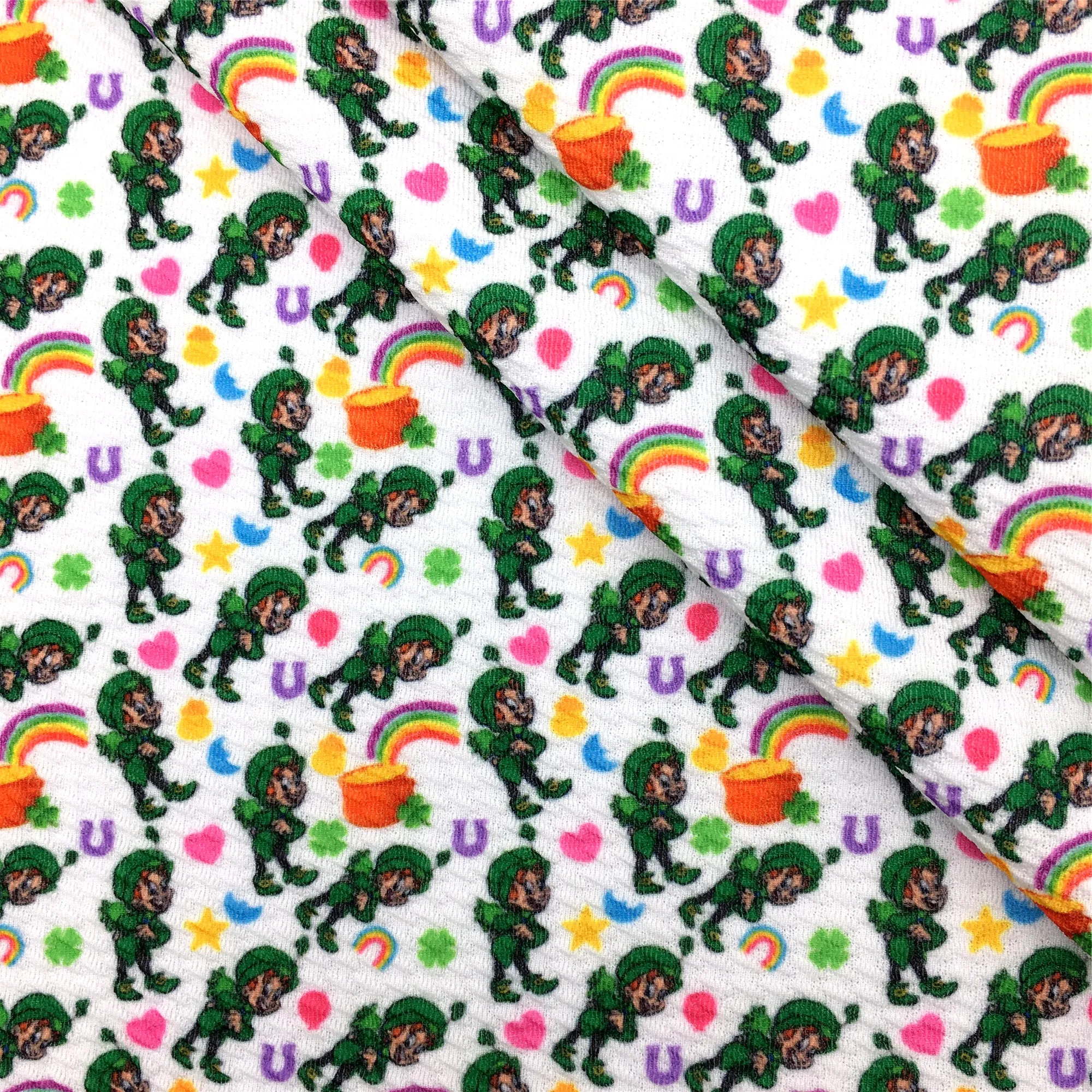 st patricks rainbow color heart love star printed fabric