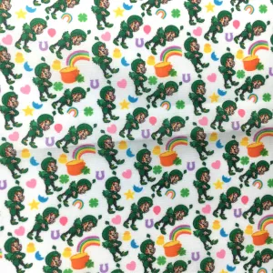 st patricks rainbow color heart love star printed fabric