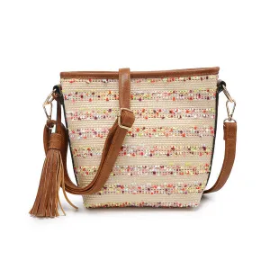 Straw Crossbody w/ Tassel - Multi Stripe