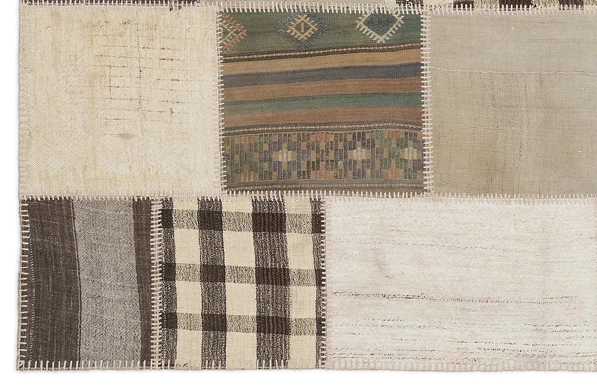 Striped Over Dyed Kilim Patchwork Unique Rug 5'3'' x 7'7'' ft 160 x 230 cm