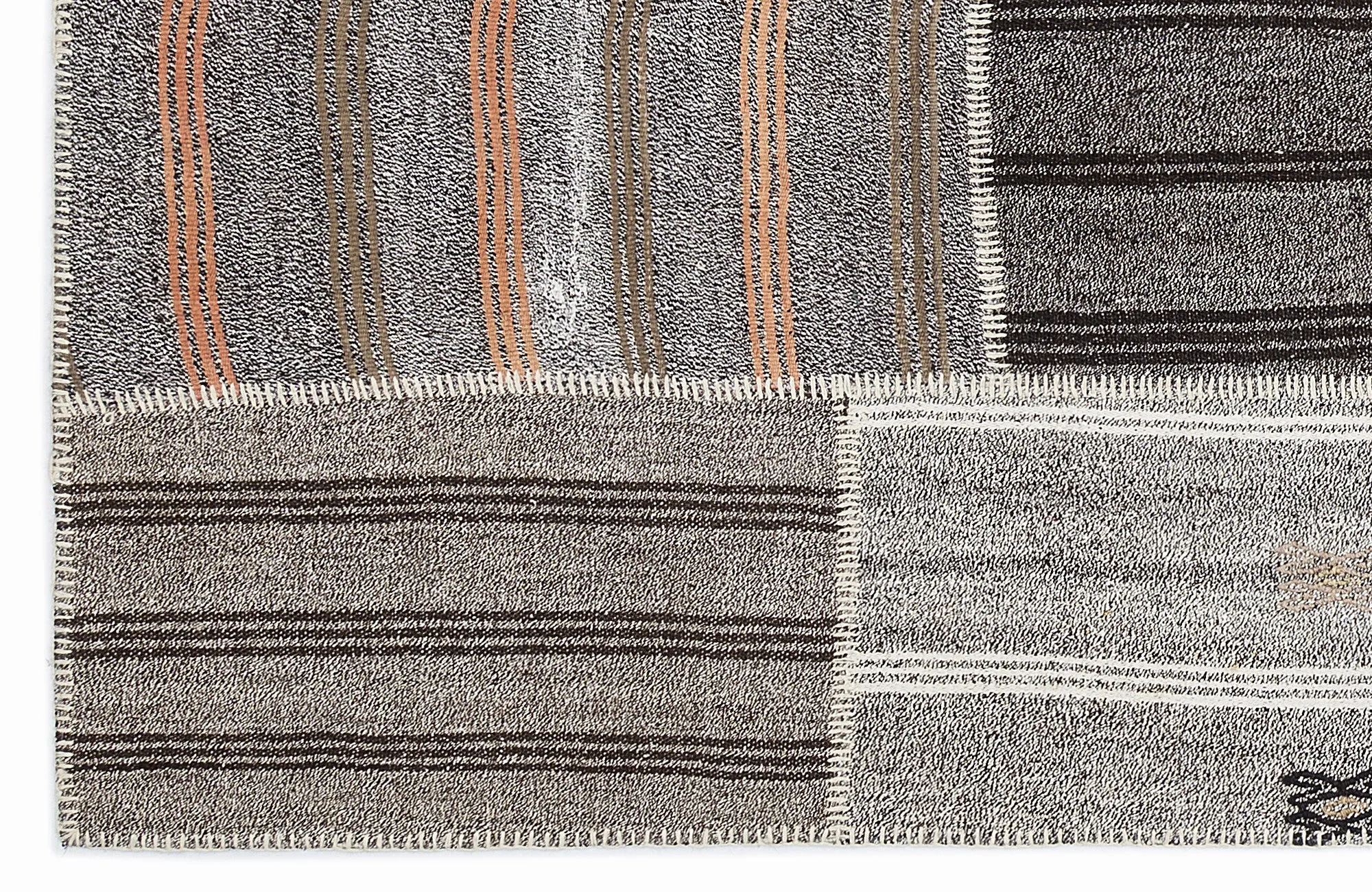 Striped Over Dyed Kilim Patchwork Unique Rug 5'3'' x 7'7'' ft 160 x 230 cm