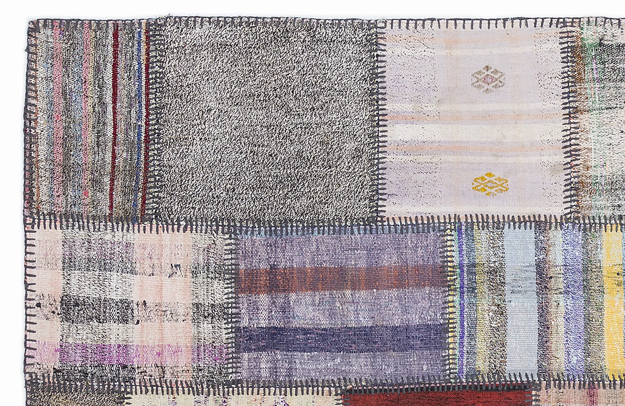Striped Over Dyed Kilim Patchwork Unique Rug 5'3'' x 7'7'' ft 160 x 230 cm