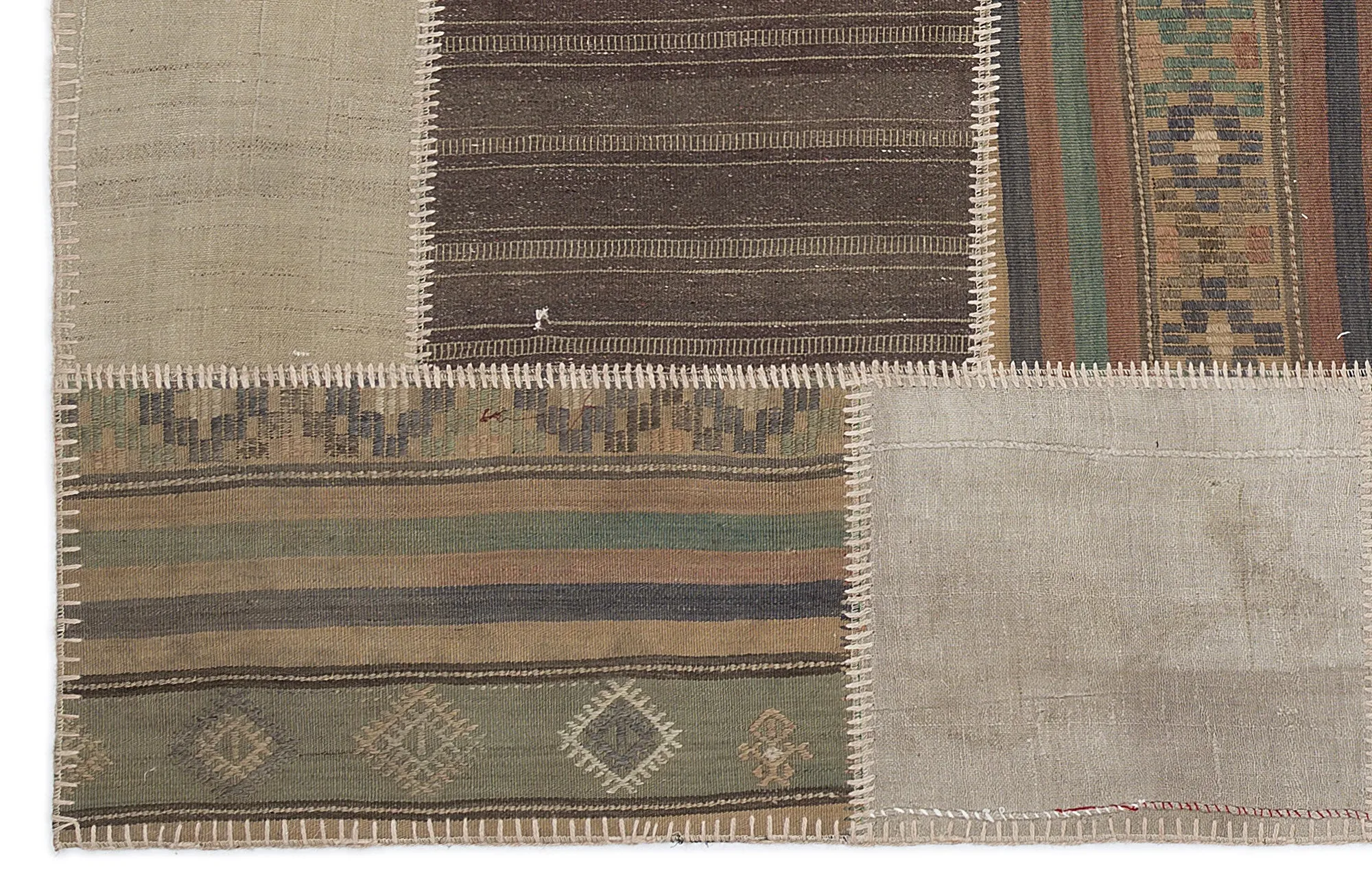 Striped Over Dyed Kilim Patchwork Unique Rug 5'3'' x 7'7'' ft 160 x 230 cm