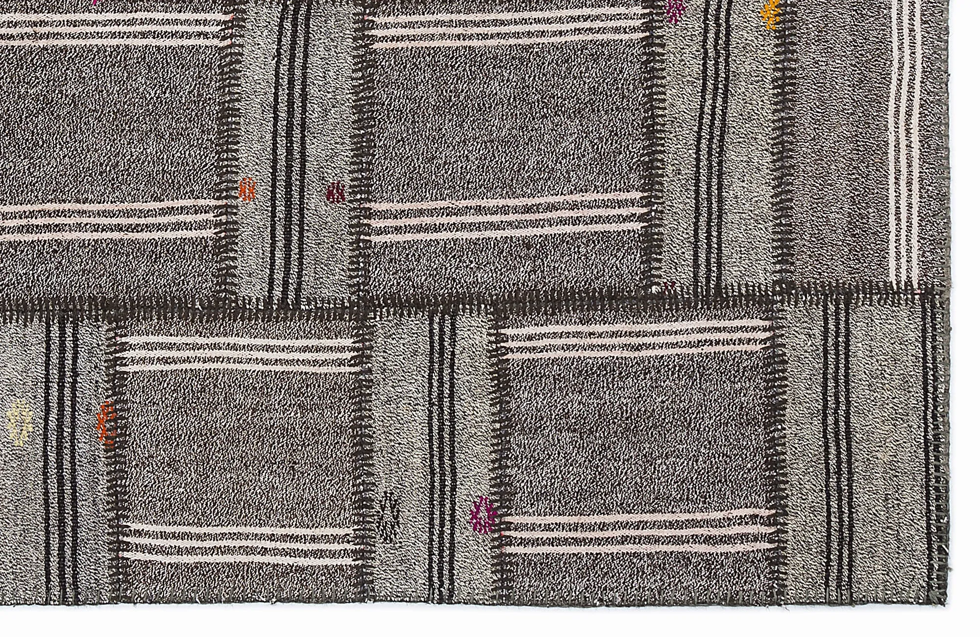 Striped Over Dyed Kilim Patchwork Unique Rug 5'3'' x 7'7'' ft 160 x 230 cm