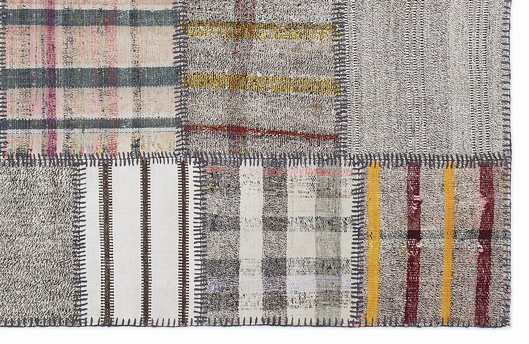 Striped Over Dyed Kilim Patchwork Unique Rug 5'3'' x 7'7'' ft 160 x 230 cm