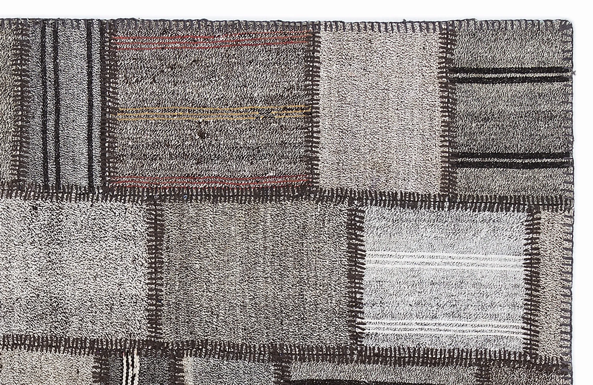 Striped Over Dyed Kilim Patchwork Unique Rug 5'3'' x 7'7'' ft 160 x 230 cm