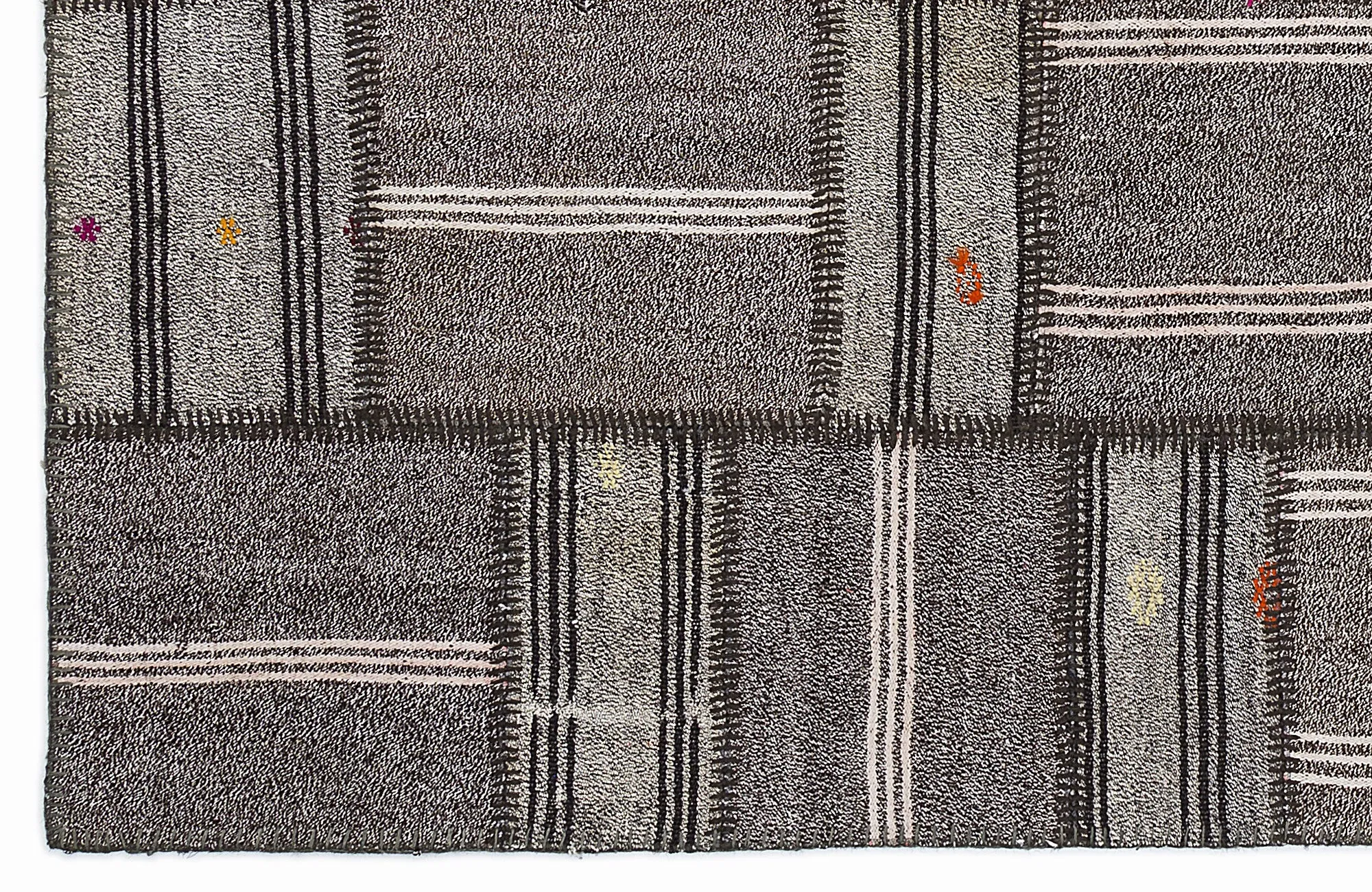Striped Over Dyed Kilim Patchwork Unique Rug 5'3'' x 7'7'' ft 160 x 230 cm