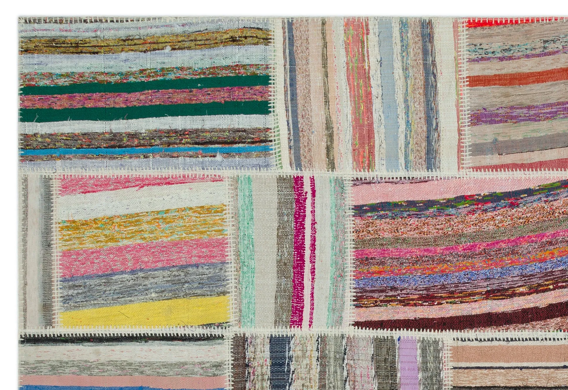 Striped Over Dyed Kilim Patchwork Unique Rug 6'3'' x 9'2'' ft 190 x 280 cm