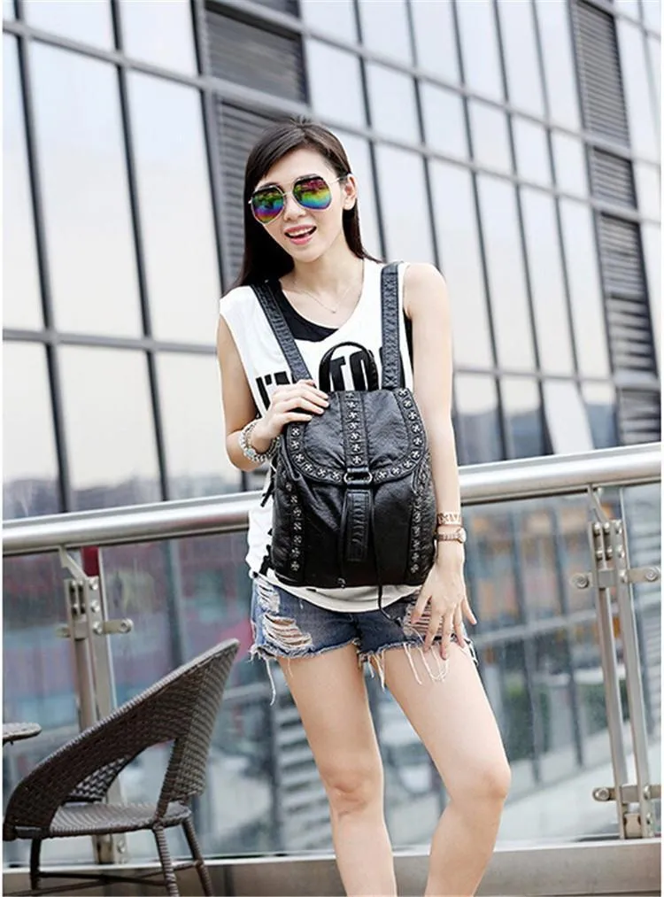 Studded Leather Backpack